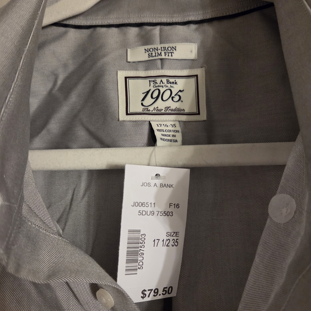 Jos. A. Bank Gray Non-Iron Slim Fit Men's Shirt